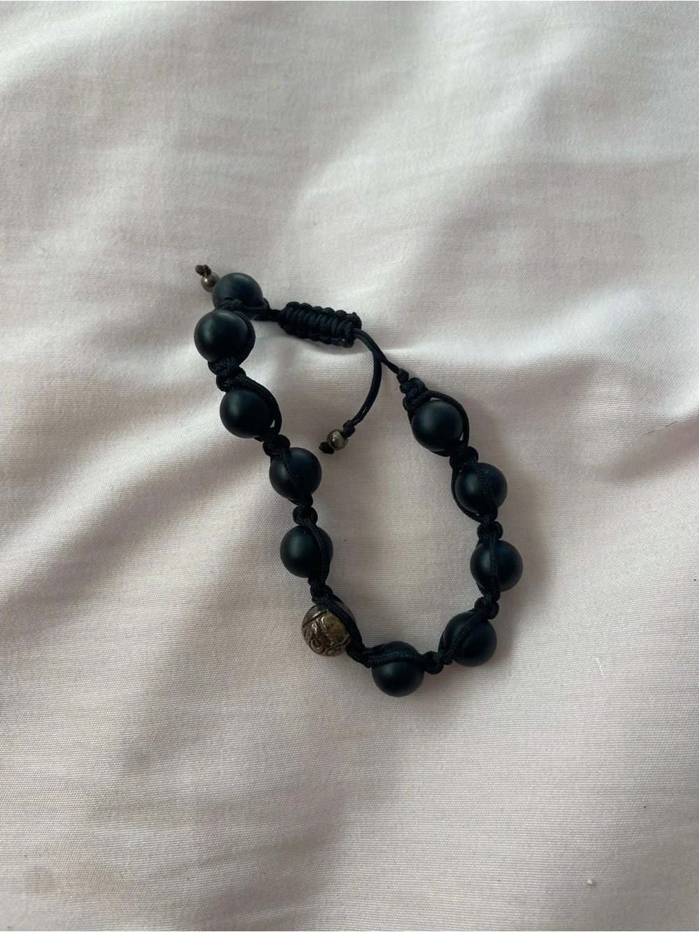 Men's Black Beaded Adjustable Bracelet